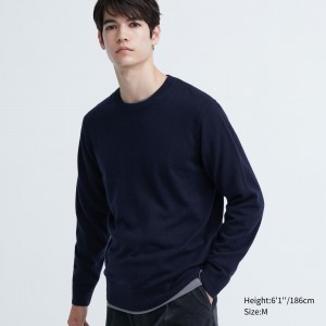 UNIQLO 100pct Cashmere Crew Neck Jumper Navy | TCAHVRB-03