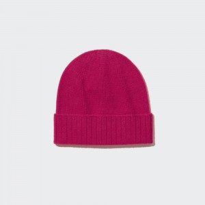 UNIQLO 100pct Cashmere Knitted Beanie Hat Pink | CJBSYHX-38