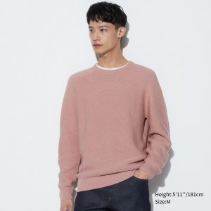 UNIQLO 3d Knit Seamless Crew Neck Jumper Pink | FZKJUWS-04