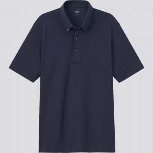 UNIQLO Airism Piqué Polo Shirt 2021 Season Navy | QESAKDC-46