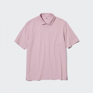 UNIQLO Airism Polo Shirt Open Collar Pink | WUZCNHO-28