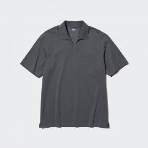 UNIQLO Airism Polo Shirt Skipper Collar Gray | NZUBCJR-68