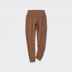 UNIQLO Airism Uv Protection Soft Leggings With Pockets Brown | QBWPHNU-08