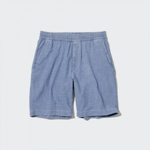 UNIQLO Chambray Stretch Easy Shorts Blue | WCVONYG-45