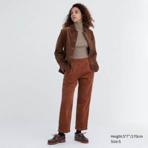 UNIQLO Corduroy Relaxed Fit Ankle Length Trousers Brown | SZGJMDR-08