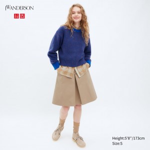 UNIQLO Cotton Midi Skirt Beige | YUEOMPF-45