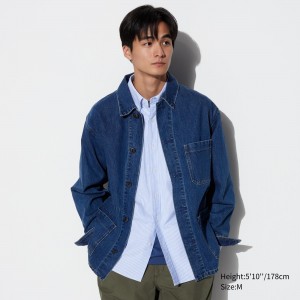 UNIQLO Denim Utility Jacket Blue | HRDOGKP-71