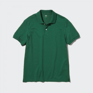 UNIQLO Dry Piqué Polo Shirt Green | BZIDUOE-08