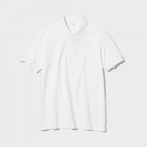 UNIQLO Dry Piqué Polo Shirt White | XBVPWJE-84