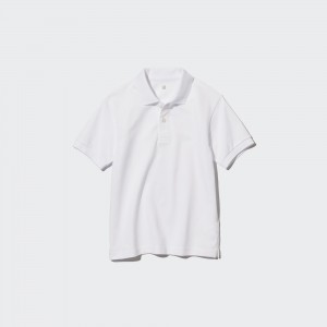 UNIQLO Dry Piqué Short Sleeved Polo Shirt White | WHMDVFJ-60