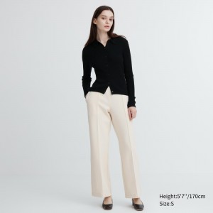 UNIQLO Dry Straight Leg Joggers Off White | WYMVDFB-26