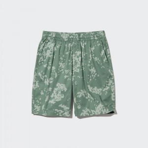 UNIQLO Dry Stretch Leaf Print Easy Shorts Green | SOIRCTH-10