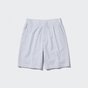 UNIQLO Dry Stretch Seersucker Easy Shorts Blue | YGXOJVI-13