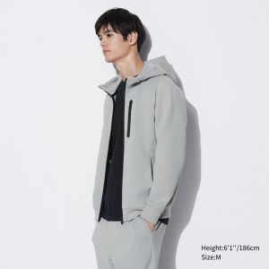 UNIQLO Dry Stretch Zipped Hoodie Light Gray | CDLZNRH-24