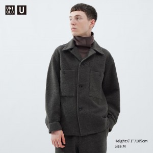 UNIQLO Fleece Jersey Overshirt Gray | PBVLEOF-28