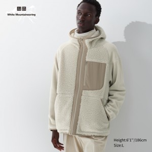 UNIQLO Fleece Zipped Hoodie Natural | VKXMFAQ-29