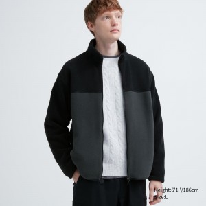 UNIQLO Fleece Zipped Jacket Gray | QWZHBVP-01