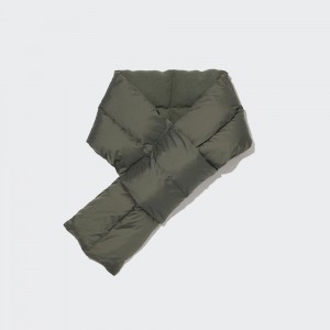 UNIQLO Heattech Lined Padded Scarf Olive | FMPQTJV-85