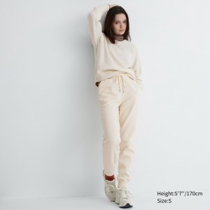 UNIQLO Heattech Pile Lined Joggers Off White | LPTXCDA-92