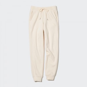 UNIQLO Heattech Pile Lined Joggers Off White | GUYWELA-04