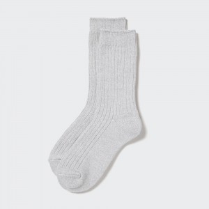 UNIQLO Heattech Ribbed Thermal Socks Gray | QJCKBRI-46