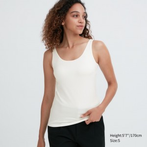 UNIQLO Heattech Sleeveless Thermal Bra Top Off White | RQLCAWE-43