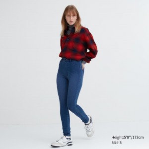 UNIQLO Heattech Ultra Stretch Denim High Rise Leggings Trousers Long Blue | WRNETOF-79