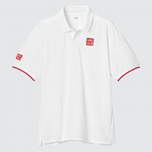 UNIQLO Kei Nishikori London 2022 Dry Ex Polo Shirt White | EOIQDVY-39