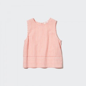 UNIQLO Linen Blend Sleeveless Blouse Light Orange | IFHQLPD-06