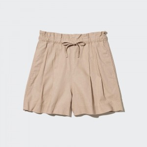 UNIQLO Linen Cotton Shorts Beige | UYZQGTX-15