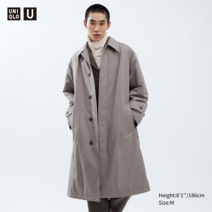 UNIQLO Padded Single Breasted Coat Gray | QGWUFYD-42