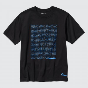 UNIQLO Peace For All Graphic T-Shirt Akamai Technologies Black | QMVEGHP-16