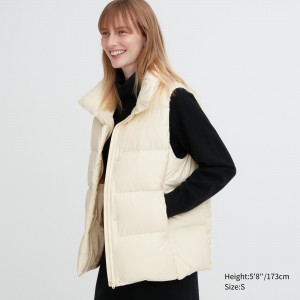 UNIQLO Powder Soft Down Vest Nanodesign Off White | BNYZLIK-42