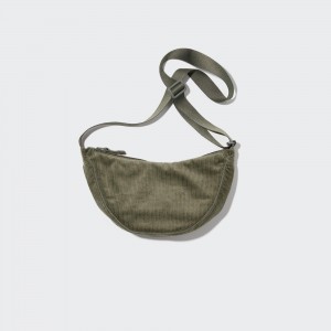 UNIQLO Round Mini Shoulder Bag Corduroy Olive | LYWHURZ-71