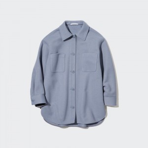 UNIQLO Shirt Jacket Blue | UOWJSGV-59