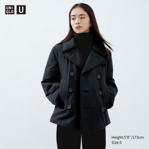 UNIQLO Short Padded Pea Coat Black | GNZIKDU-39