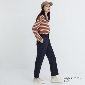 UNIQLO Smart Ankle Length Trousers Navy | ZMFGJKI-29