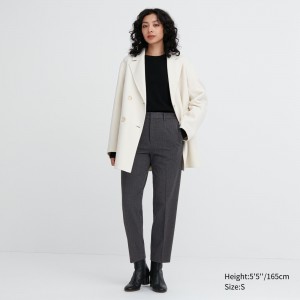 UNIQLO Smart Brushed Herringbone Ankle Length Trousers Dark Gray | BSDOUHN-19