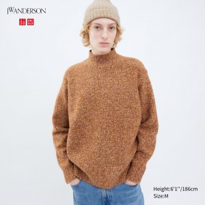 UNIQLO Soufflé Yarn Mock Neck Jumper Orange | MUWHBYD-82