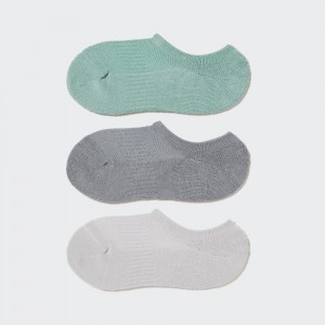 UNIQLO Sports Invisible No Show Socks Three Pairs Green | CZYGKUR-42