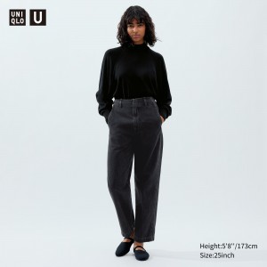 UNIQLO Straight Leg Jeans Dark Gray | AMVXWPL-28