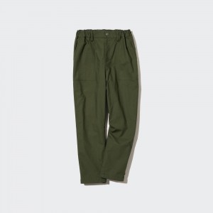 UNIQLO Stretch Warm Lined Baker Trousers Olive | NCYMPZU-15