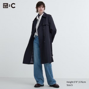 UNIQLO Trench Coat Navy | UFDTNGK-23