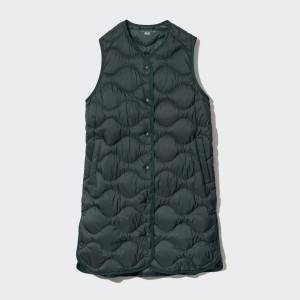 UNIQLO Ultra Light Down Long Vest Dark Green | DZWOULG-93