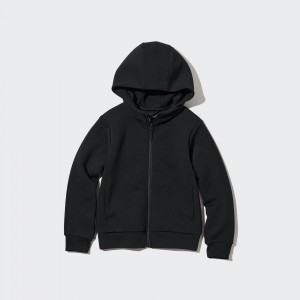 UNIQLO Ultra Stretch Dry Sweat Long Sleeve Full Zip Hoodie Black | XNEPSRA-23