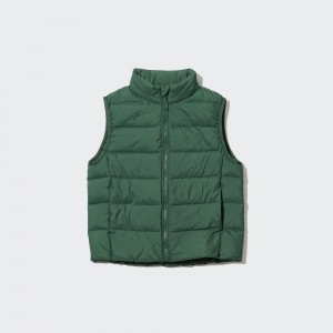 UNIQLO Warm Padded Washable Vest Water Repellent Green | XZKAJSH-68