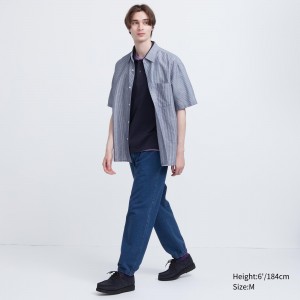 UNIQLO Washed Jersey Denim Look Joggers Blue | OJWVNQU-18