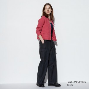 UNIQLO Wide Straight Leg Cargo Trousers Dark Gray | FHMKUTV-61