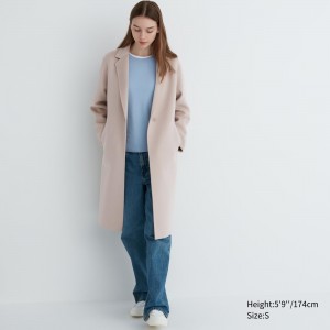 UNIQLO Wool Blend Long Coat Natural | UWEABVF-37